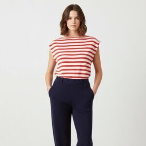 NoName Venice Cashmere knit Top sweater Red white striped sz Large